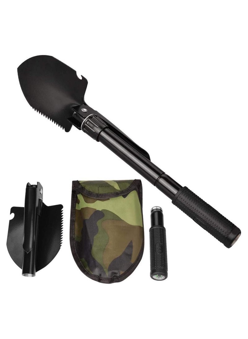 Military Portable Folding Shovel and Pickax, Small Compact Pickaxe with Carrying Pouch, Military Entrenching Survival Multitool for Camping, Hiking, Backpacking, Pouch Included  - Image 1