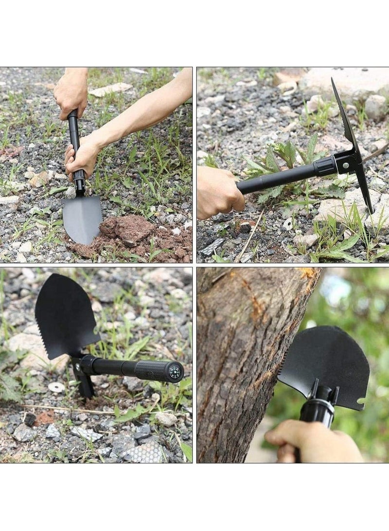 Military Portable Folding Shovel and Pickax, Small Compact Pickaxe with Carrying Pouch, Military Entrenching Survival Multitool for Camping, Hiking, Backpacking, Pouch Included  - Image 3