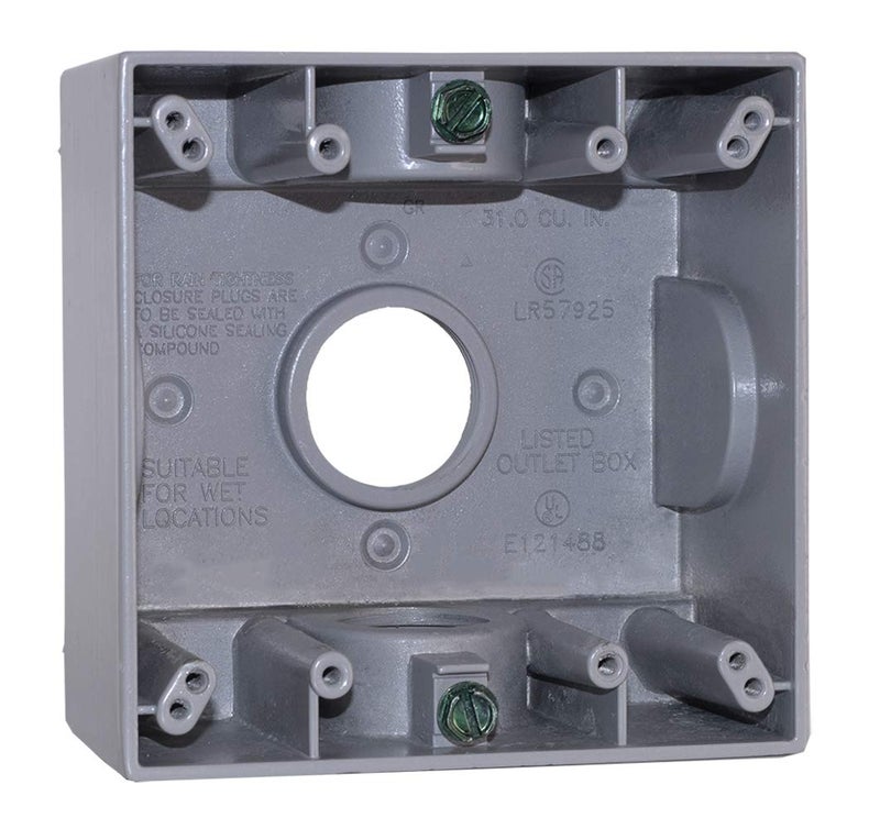 Sigma Engineered Solutions 14357 1-Inch 3 Hole 2-Gang Weatherproof Box, Gray - Image 1