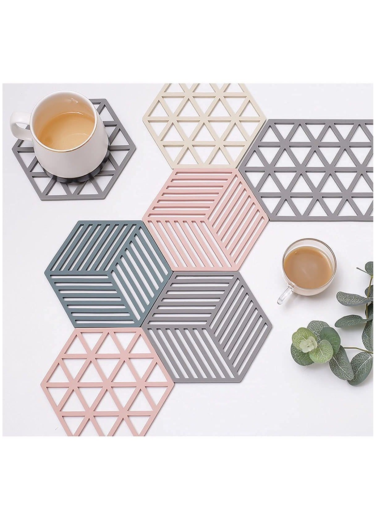 8 Pack Premium Silicone Trivet Mats Multipurpose Hot Pot Holders Trivets for Hot Pots and Pans, Hot Pads Thick Countertop Mat for Hot Dish Non-Slip and Heat Resistant
