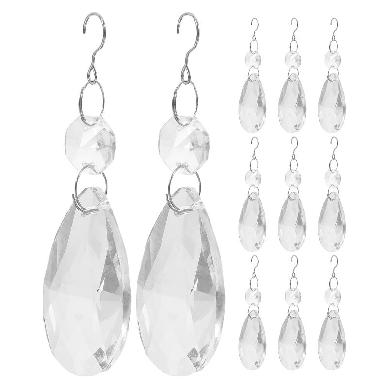 12Pcs Crystal Prism Suncatchers Hanging Ornaments With Curved Hooks For Window Sunlight Decoration - Image 2