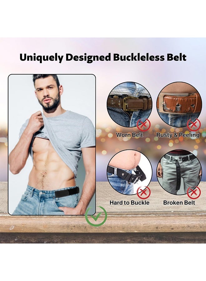4 Pcs No Buckle Belt,Lazy Adjustable Belt, Adjustable Invisible Side Belts for Men Work,Home,Traveling,Jeans Pants, Convenience Belts - Image 2