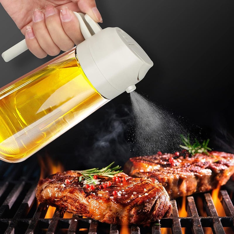EARTHCONE Oil Spray Bottle 2in1 Oil Sprayer for Cooking Air Fryer 450ml Olive Oil Vinegar Spray Bottle Glass Oil Dispenser for Kitchen BBQ 1Pcs - Image 2