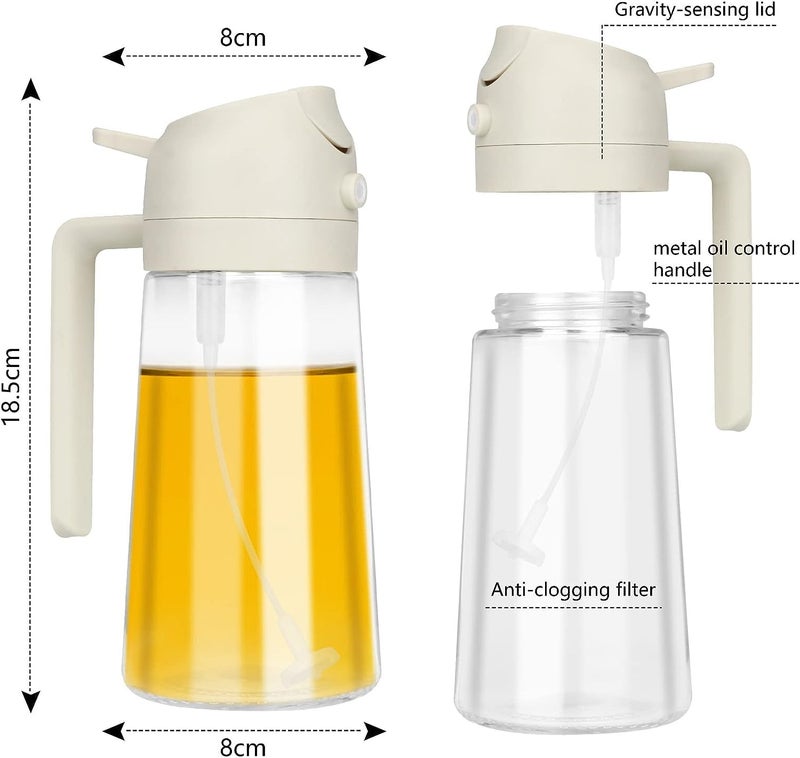 EARTHCONE Oil Spray Bottle 2in1 Oil Sprayer for Cooking Air Fryer 450ml Olive Oil Vinegar Spray Bottle Glass Oil Dispenser for Kitchen BBQ 1Pcs - Image 5