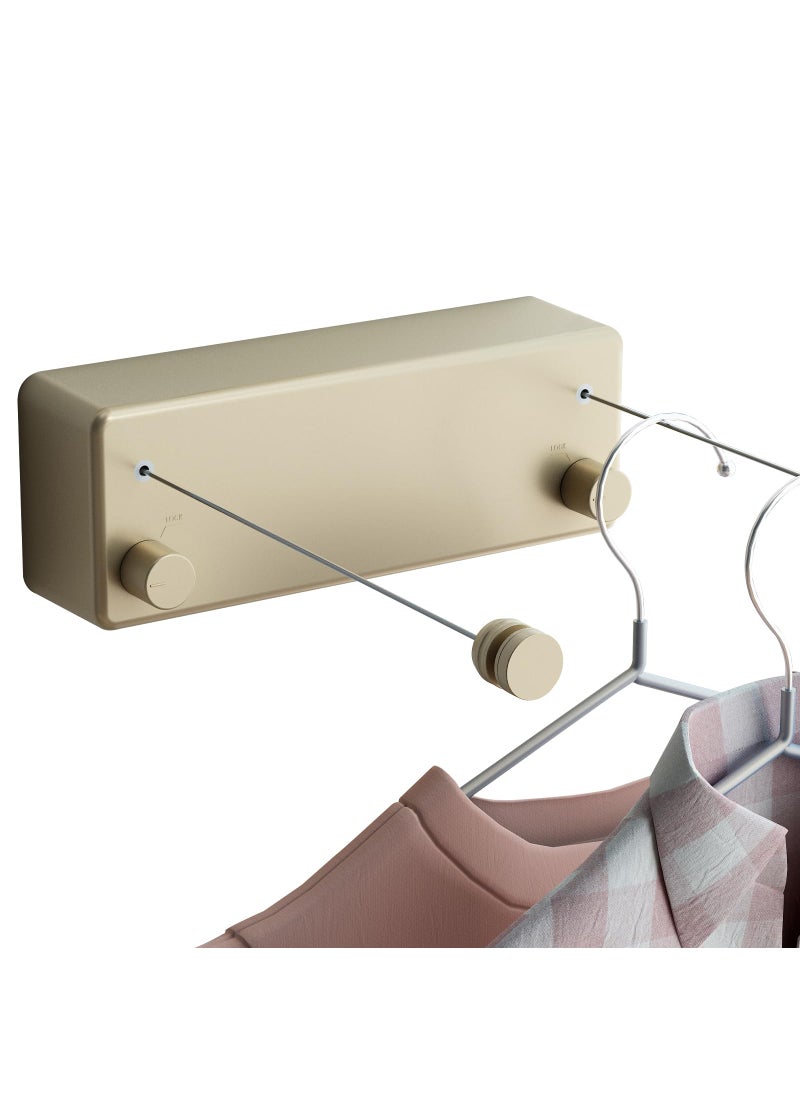 JOOM JOOM Retractable Clothesline Indoor Double Clothes Lines retracting  Heavy Duty for Drying Laundry line OutdoorWall Mounted Stainless Steel 138Feet Two line Gold 