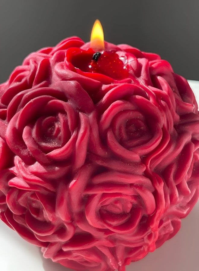 Luces Soy Wax Smokeless Scented Pack of 4 Red Rose Flower Ball Shape Designer Candle for Living Room, Hall Room, Dinner Table,Birthday Party - Image 4