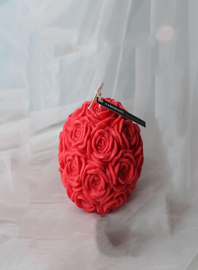 Luces Soy Wax Smokeless Scented Pack of 4 Red Rose Flower Ball Shape Designer Candle for Living Room, Hall Room, Dinner Table,Birthday Party - Image 2
