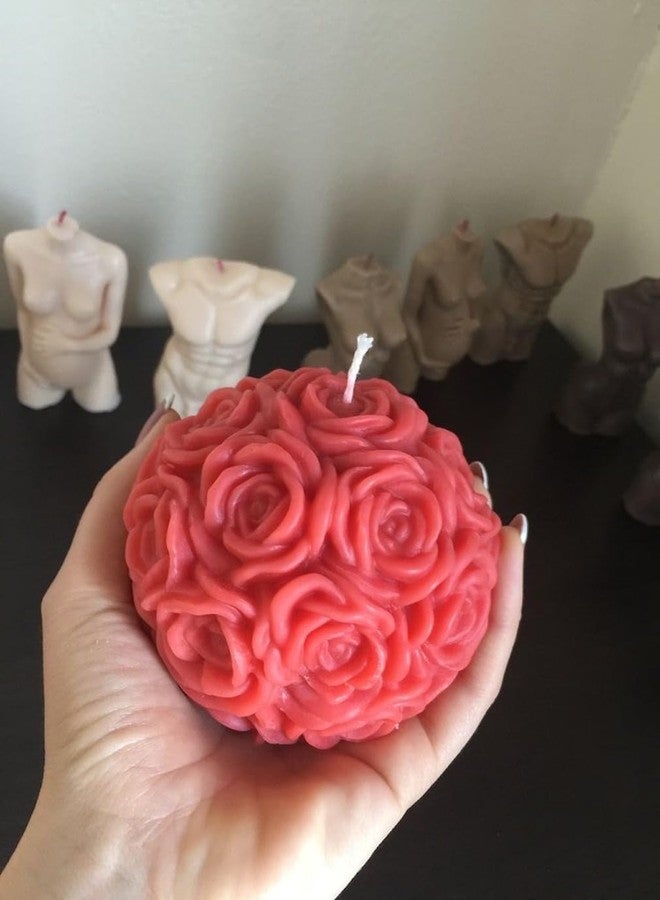 Luces Soy Wax Smokeless Scented Pack of 4 Red Rose Flower Ball Shape Designer Candle for Living Room, Hall Room, Dinner Table,Birthday Party - Image 5