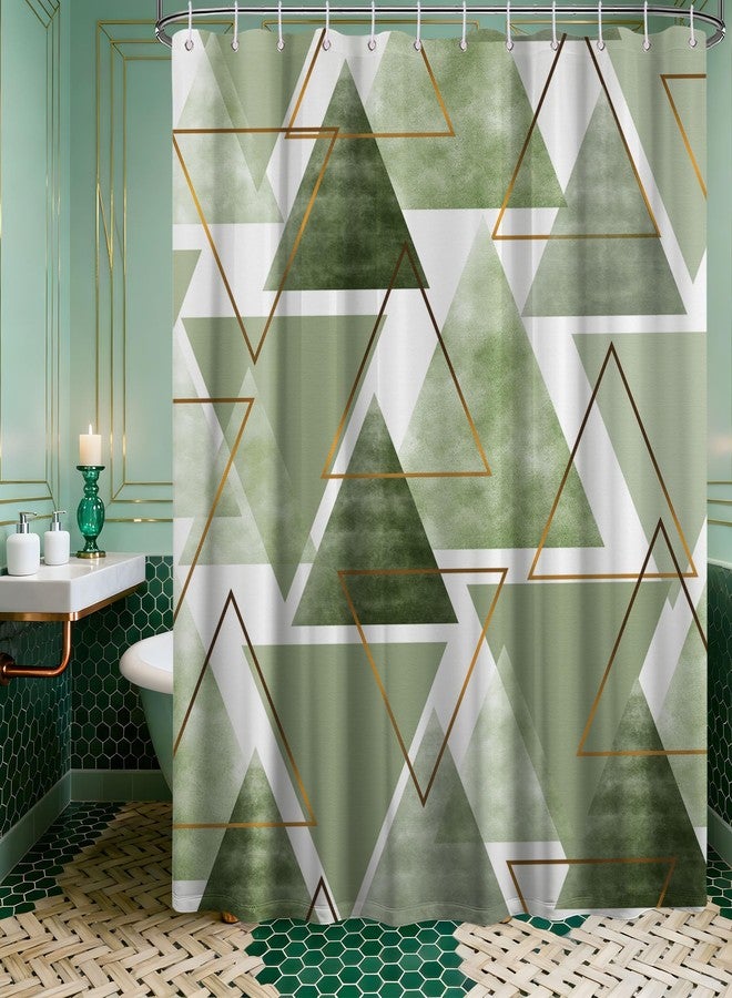 dueeia Sage Green Shower Curtain Dark Olive Green and White Geometric Shower Curtains for Modern Bathroom Decor, Waterproof Fabric 70 x 72 inch with Hooks - Image 4