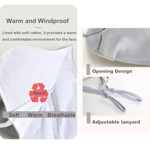YUANST 2Pcs Winter Face Mask, Warm Windproof Face Cover, Balaclava Thermal Face Mask Cold Weather, Breathable Reusable (Pink+Gray) - Image 4