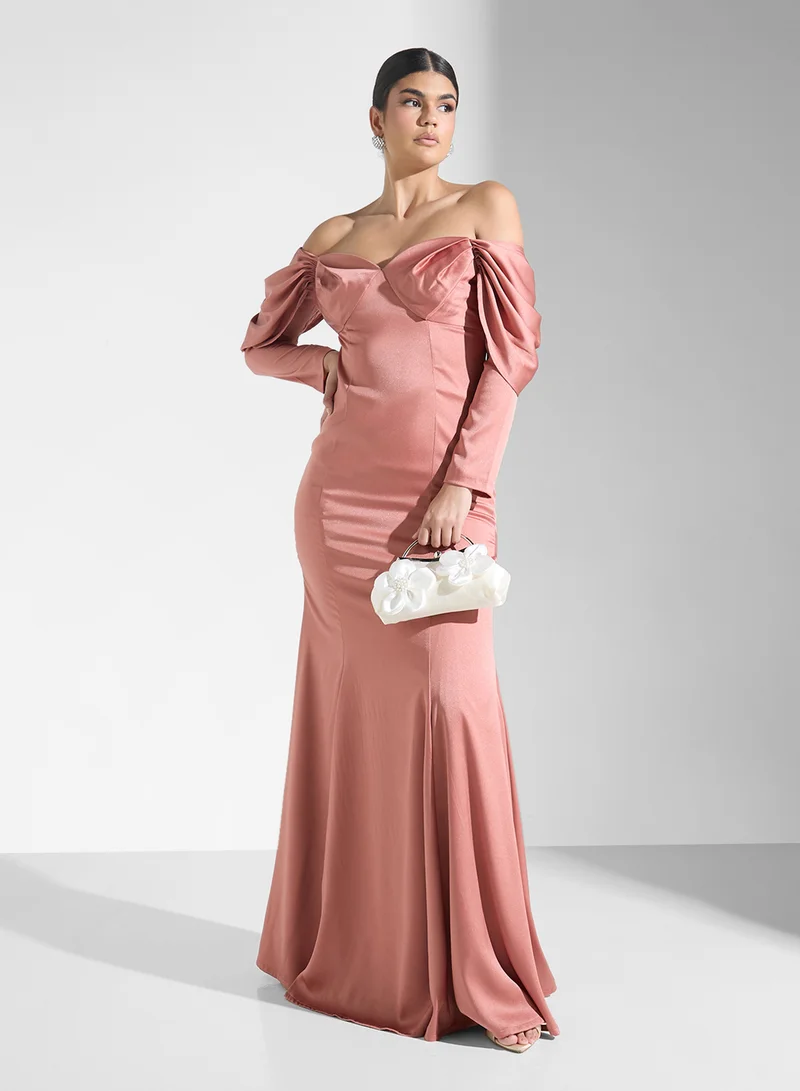 Iyra Satin Off-Shoulder Dress