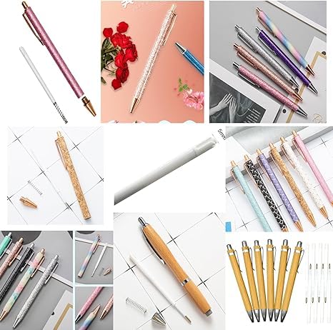Lopenle 100 PCS Ballpoint Pen Refills Retractable Pen Refills 3.86" Black Ink for Sparkle Pens Bamboo Pen Refills1.0mm for Retractable Pens Wood Pens in Office School Family - Image 2