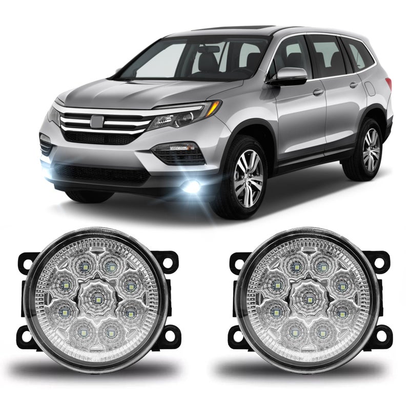qobsos Fog Light Bulb 3.5 Inch For Honda Pilot 2016 2017 2018 Driver & Passenger Bumper Fog Light Driving Lamp,6000k Coolwhite,Pack of 2 - Image 1