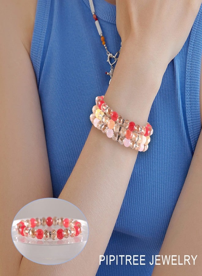 PIPITREE 16PCS Crystal Bracelet Beaded Bracelets for Women, Colorful Stackable Stretch Beads Bracelets Healing Crystals Rhinestone Spacers Anxiety Relief Gifts for Women - Image 3