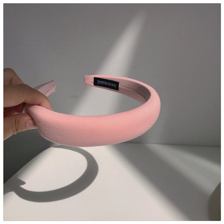 Super comfortable material ~ macaroon color sponge wide-brimmed hairband increased Girls all-match headband hair accessories C- 1079-4 Pink