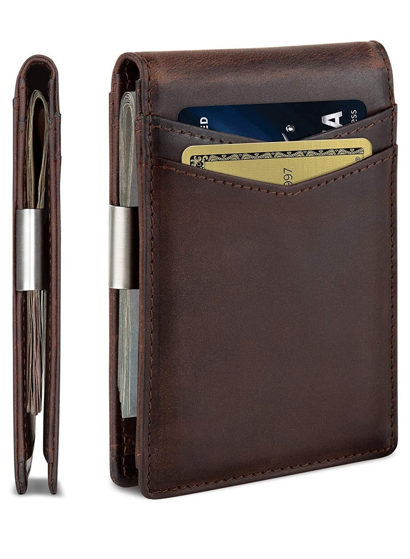 Contacts Genuine Leather Money Clip Wallet Slim - Image 1