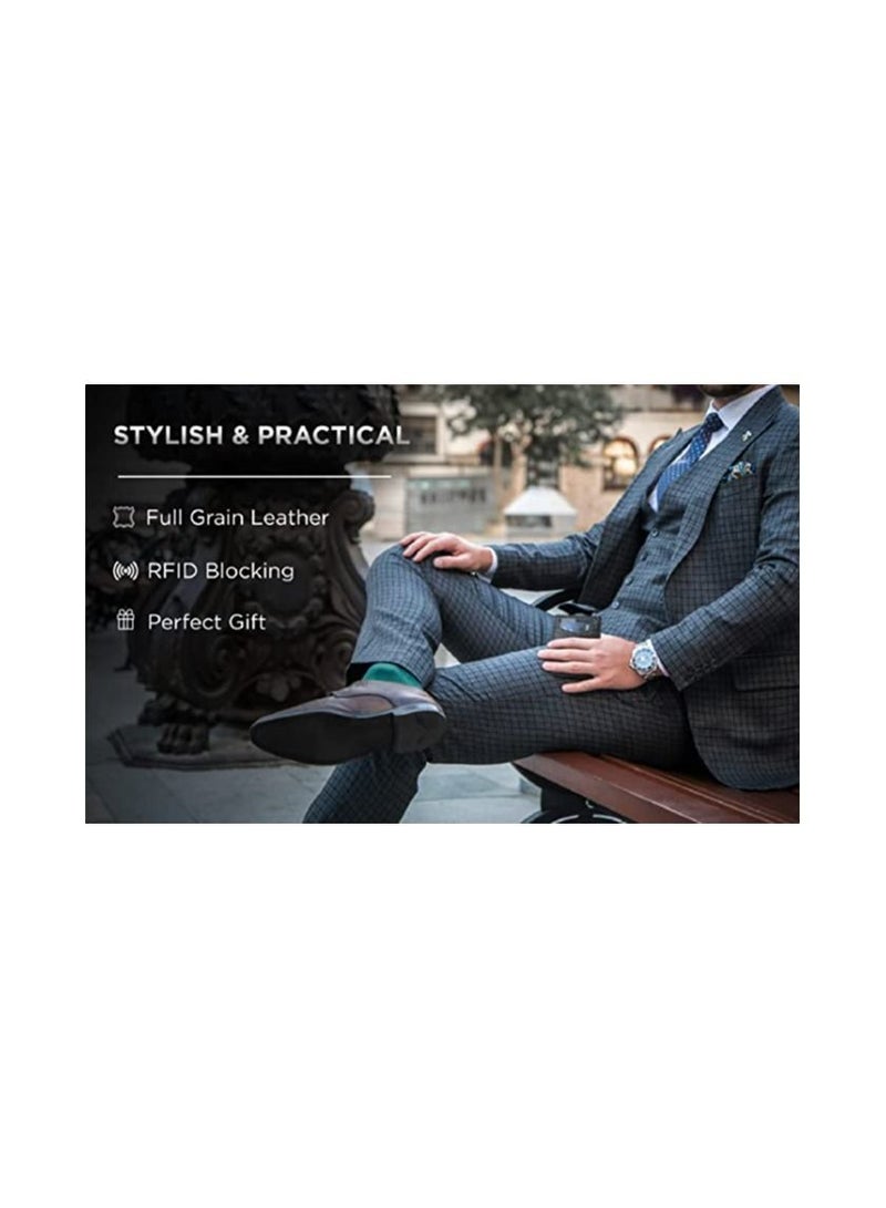 Contacts Genuine Leather Money Clip Wallet Slim - Image 5