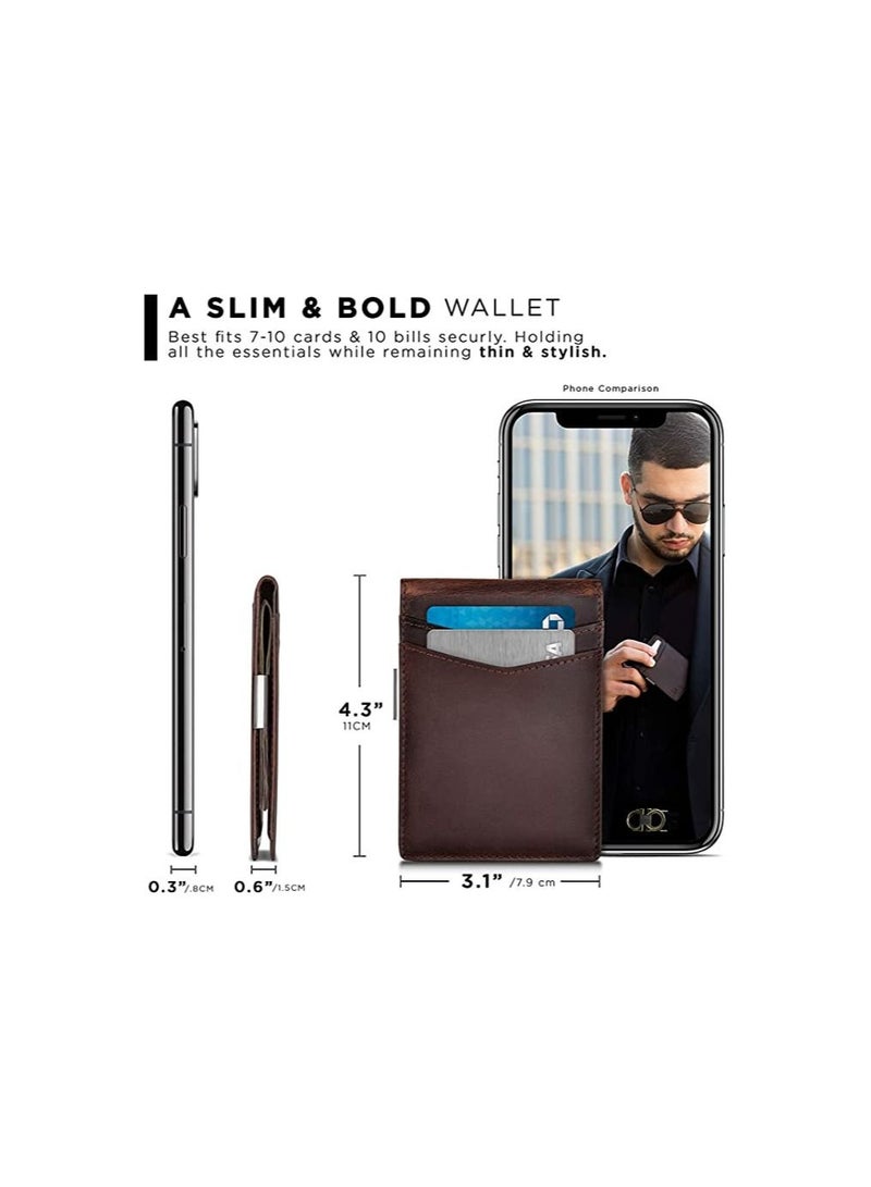 Contacts Genuine Leather Money Clip Wallet Slim - Image 2