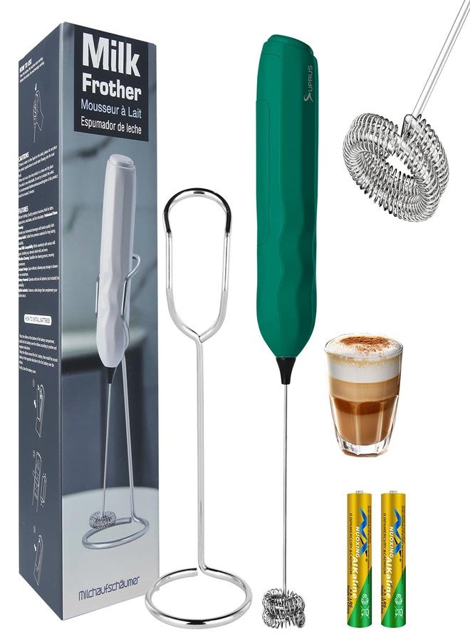 SUPRUS Ultra Fast Handheld Milk Frother Double Whisk with Stand 2 Batteries Stainless Steel for Lattes Cappuccino Matcha Hot Chocolate Coffee Bar Accessories Kitchen Gadgets Gift - Image 1