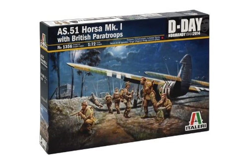 Italeri Models AS 51 Horsa MKI with British Paratroops Airplane Model Building Kits