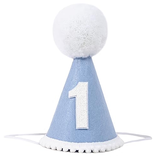 YOUAME Blue 1st Birthday Party Hat Crown for Birthday Decorations Photo Props and Dressing - Image 1