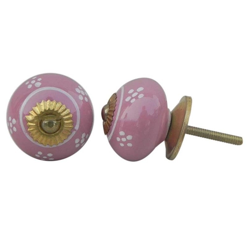 Indian-Shelf IndianShelf 8 Piece Pink Knobs Ceramic Drawer Knob Floral Main Door Handle Set 381 cm Door Pulls 