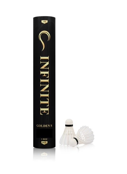 INFINITE Badminton Shuttlecocks Golden S, Goose Feather with Great Durability & Stability & Control, Suitable for Intermediate Level Players and Club Session, 12PCS per Tube