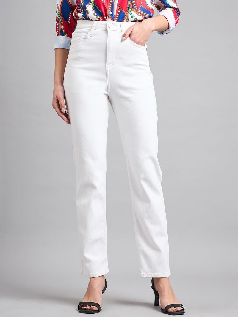Style Quotient Women White Straight Fit High Rise Stretchable Jeans - Image 2