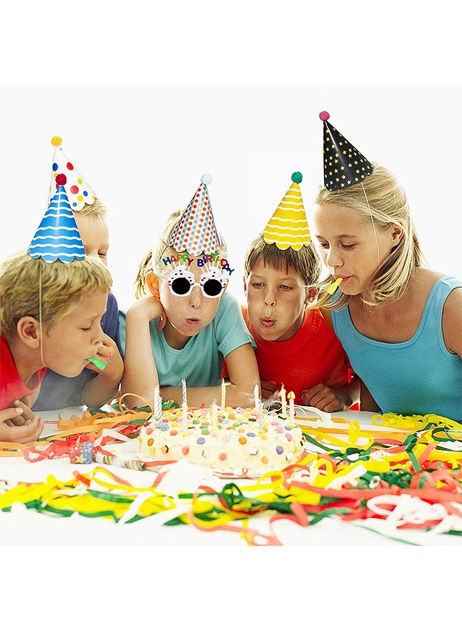 Photon Party Colorful Hats Set, DIY Birthday Paper Party Hats kit, With Fun Whistles Happy Birthday Glasses - Image 4