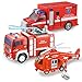JOYIN Toddler Fire Truck Toys for 3 4 5 6 7 Year Old Boys  Fire Engine Emergency Vehicle Kids Firetruck Friction Powered Car with Lights and Sounds Birthday Gifts for Boys Girls Age 39 - Image 4