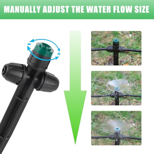 FOGWOWO Drip Irrigation Emitters Sprayers for 1/4" Tubing, Adjustable 360 Degree Water Flow Sprayer on 6.5" Arrow Stake for Garden Irrigation System(30Pcs Irrigation Sprayers) - Image 2