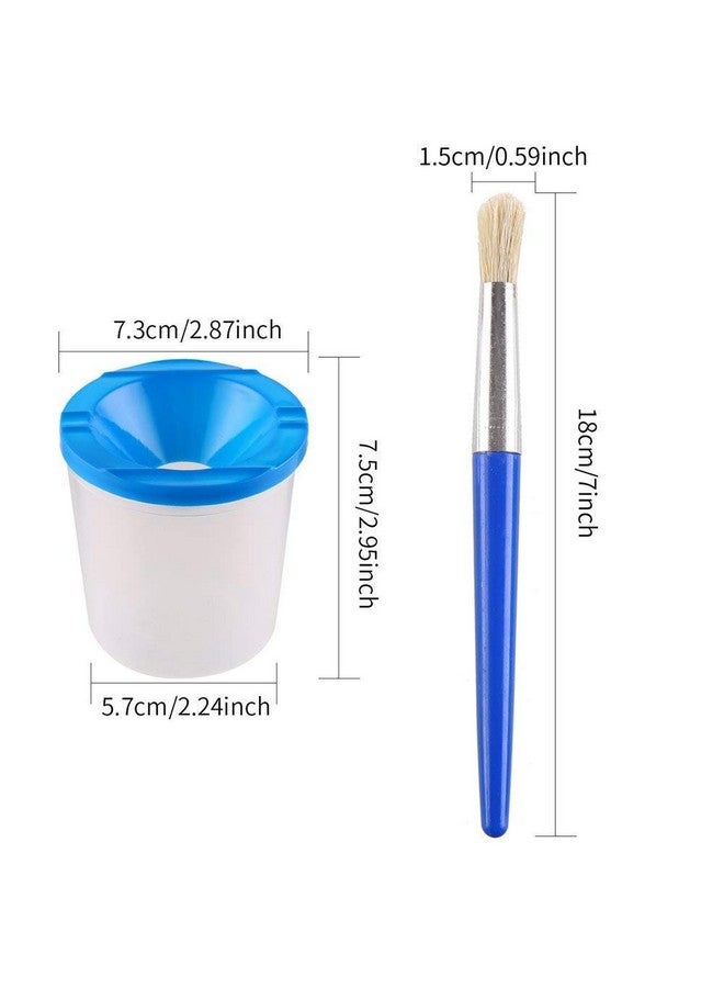 VEYLIN 4 Pcs Spill Proof Paint Cups And 4 Color Hog Bristle Paint Brushes With Handles For Kids - Image 3