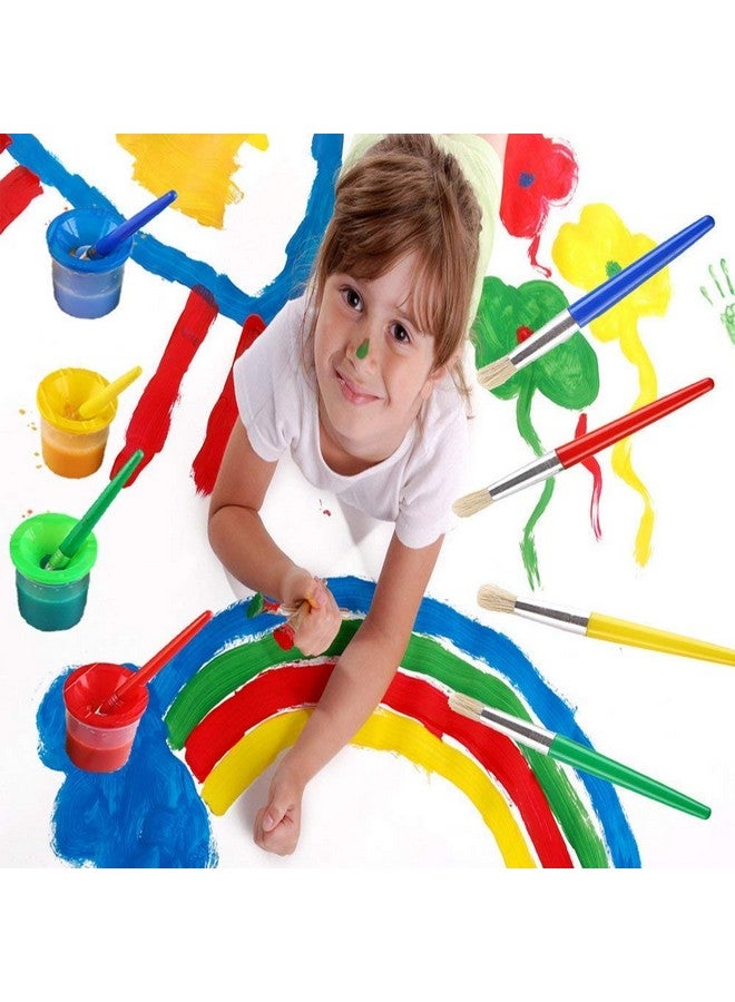 VEYLIN 4 Pcs Spill Proof Paint Cups And 4 Color Hog Bristle Paint Brushes With Handles For Kids - Image 5