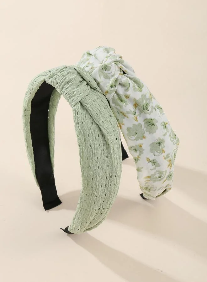 تايك تو Take Two Set of 2 - Green Knot Detail Headband