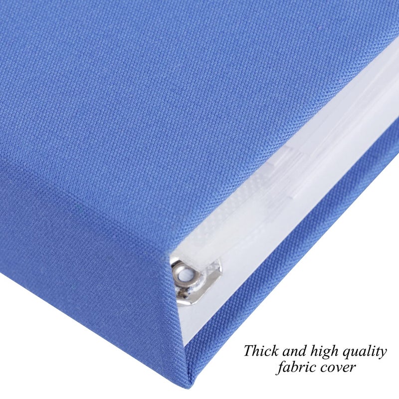 1DOT2 12x12 Inch Large 3 Ring DIY Scrapbook Photo Album Journal with 30 Plastic Sleeves 60 Pages and Fabric Cover for Baby Travel Wedding Couple Anniversary kids Adventure (Blue Cover/White Pages) - Image 2