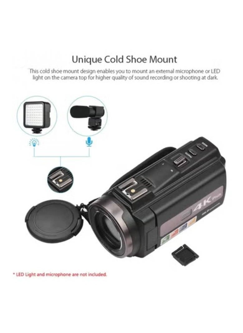 AROAQ WiFi Digital Video Camcorder With 4K 60FPS 48MP HD Recording 16X Zoom 3 Inch Touchscreen Batteries And Remote Control  - Image 3