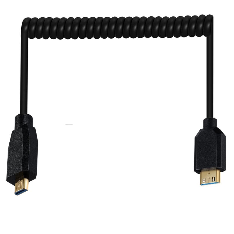 Disscool Ultra Thin HDMI Coiled High Speed Cable Micro HDMI Male Type D to Mini HDMI Male Type C Connector Adapter Flexible Spring Extension Cables 21V 8K60Hz 4K120Hz for CameraMonitorM to M - Image 2
