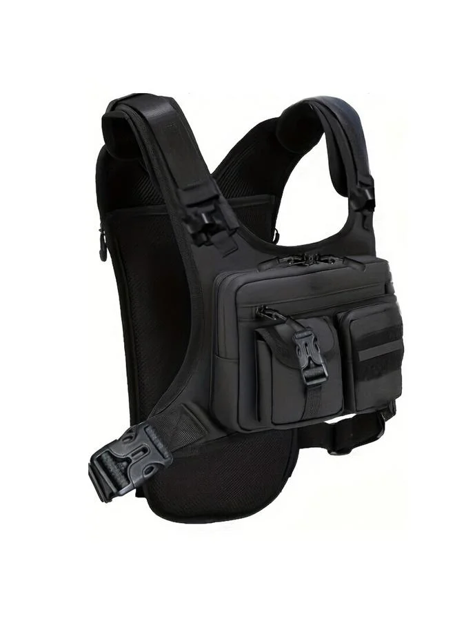 Black Tactical Hydration Vest Chest Pack