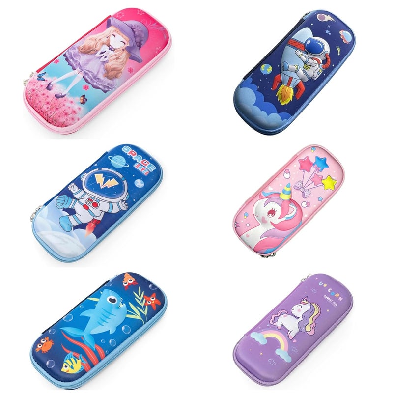 Returngifts Pack of 6 Pencil Pouches for Kids. Best Birthday Return Gifts for Kids Party. 3 Character Suitable for Boys and 3 for Girls. Total 6 Kits for Keeping Stationery - Image 1