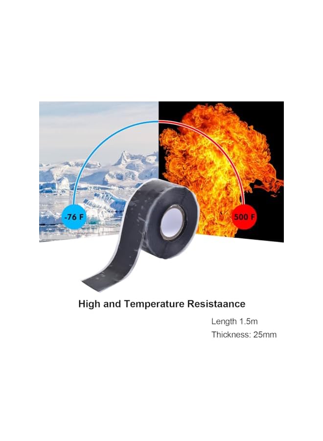 promass 2PCS Heat Resistant Tape, Self-Adhesive Silicone Tape for Soldering, Masking, 1inch by 4.9ft（25mm*150cm）Black - Image 2