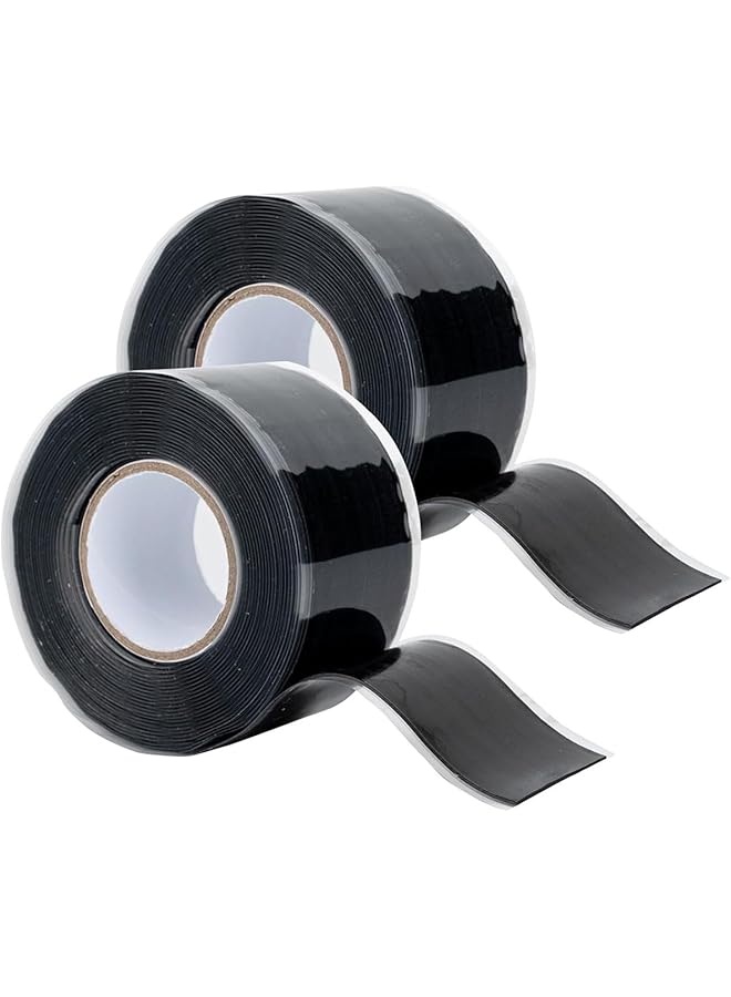 promass 2PCS Heat Resistant Tape, Self-Adhesive Silicone Tape for Soldering, Masking, 1inch by 4.9ft（25mm*150cm）Black - Image 1