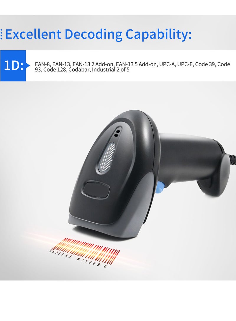 Generic Handheld Barcode Scanner 1D Code Scanner 2.4G Wireless & USB Wired Bar Code Reader Compatible with Windows Android Mac Linux for Supermarket Retail Library Logistics Warehouse  - Image 3