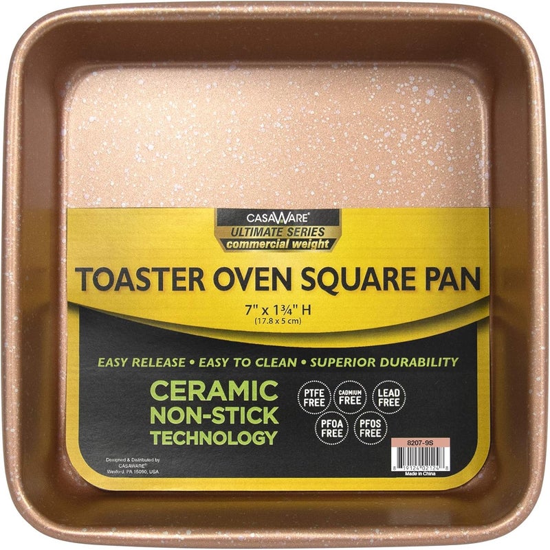 casaWare casaWare 7Inch Toaster Oven Ultimate Series Commercial Weight Ceramic NonStick Coating Square Pan Rose Gold Granite  - Image 1