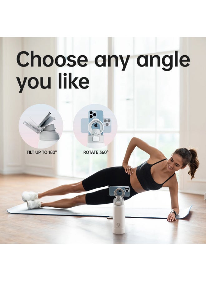 FjBottle Insulated Magnetic Water Bottle - Reusable Stainless Steel Bottle with MagSafe Compatible Phone Holder - Keeps Cold for 24 Hours - Perfect for Gym, Sports, and Travel - White 32oz - Image 3