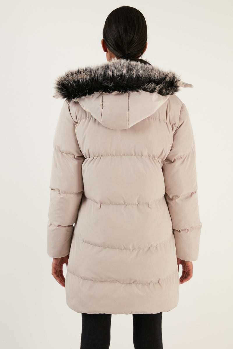 Lela Women's Coat with Faux Fur Collar, Removable Hooded and Pocketed Puffer Coat 5761645  - Image 5