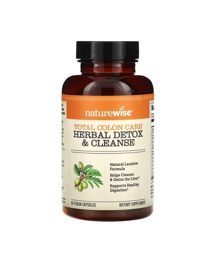 NatureWise Complete Colon Care Herbal Blend for Detox, Purification, and Natural Intestinal Cleansing - 60 Vegan Capsules. A Natural Laxative Formula for Liver Cleansing and Digestive Ease - Image 1