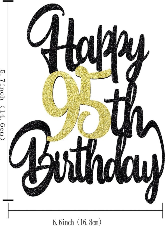 Confetti Happy Birthday Cake Topper, Black & Gold Glitter Birthday Decorations & Anniversary Celebrations (95) - Image 4
