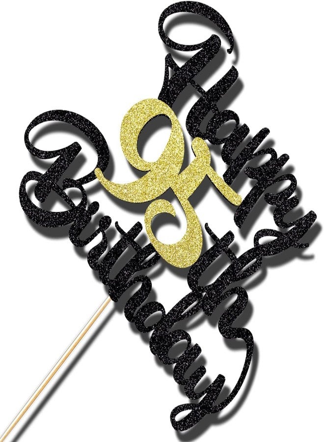Confetti Happy Birthday Cake Topper, Black & Gold Glitter Birthday Decorations & Anniversary Celebrations (95) - Image 3