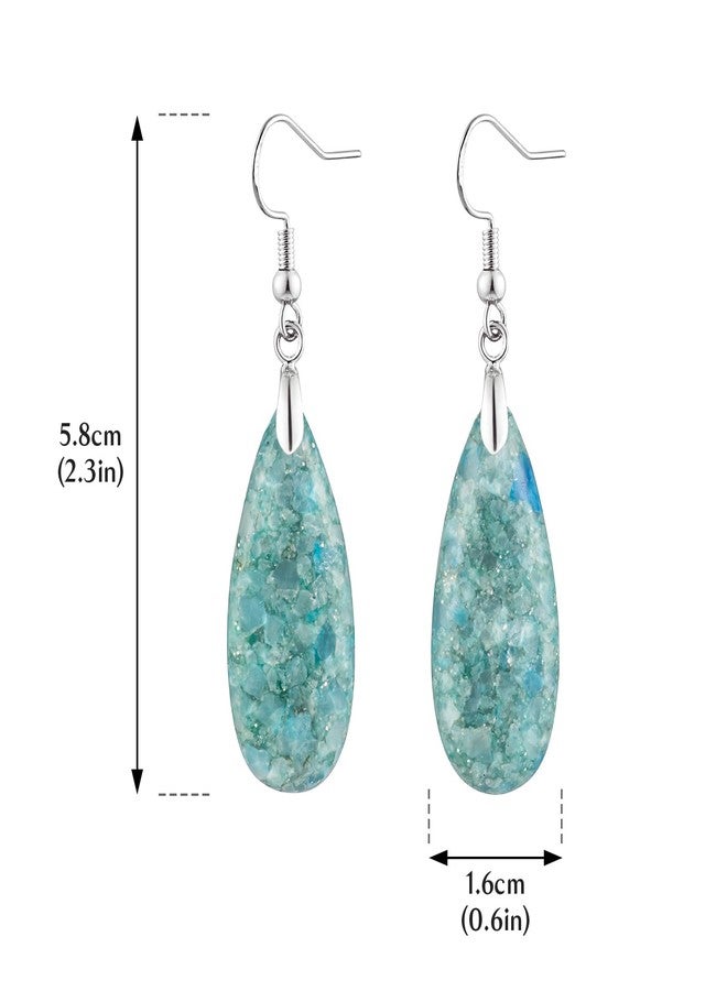 HAISWET Stone Drop Earrings for Women Teardrop Blue Dangle Drop Earrings - Image 4