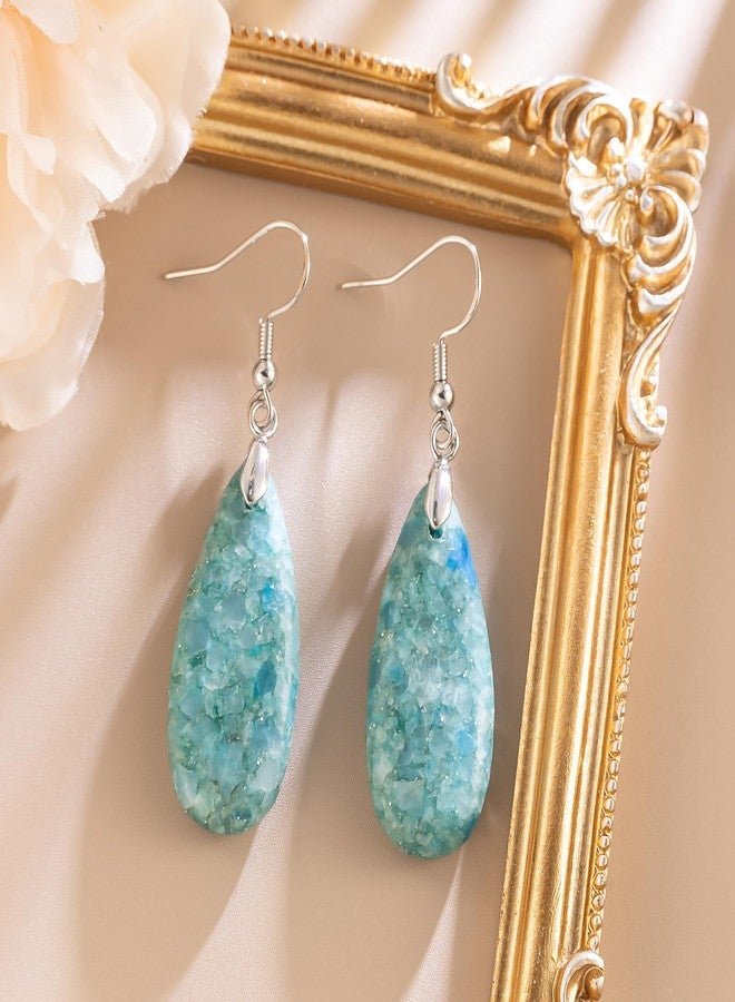 HAISWET Stone Drop Earrings for Women Teardrop Blue Dangle Drop Earrings - Image 2